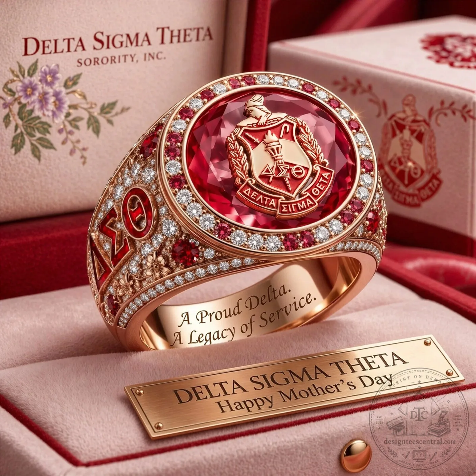 Delta Sigma Theta Sorority Ruby Red Ring