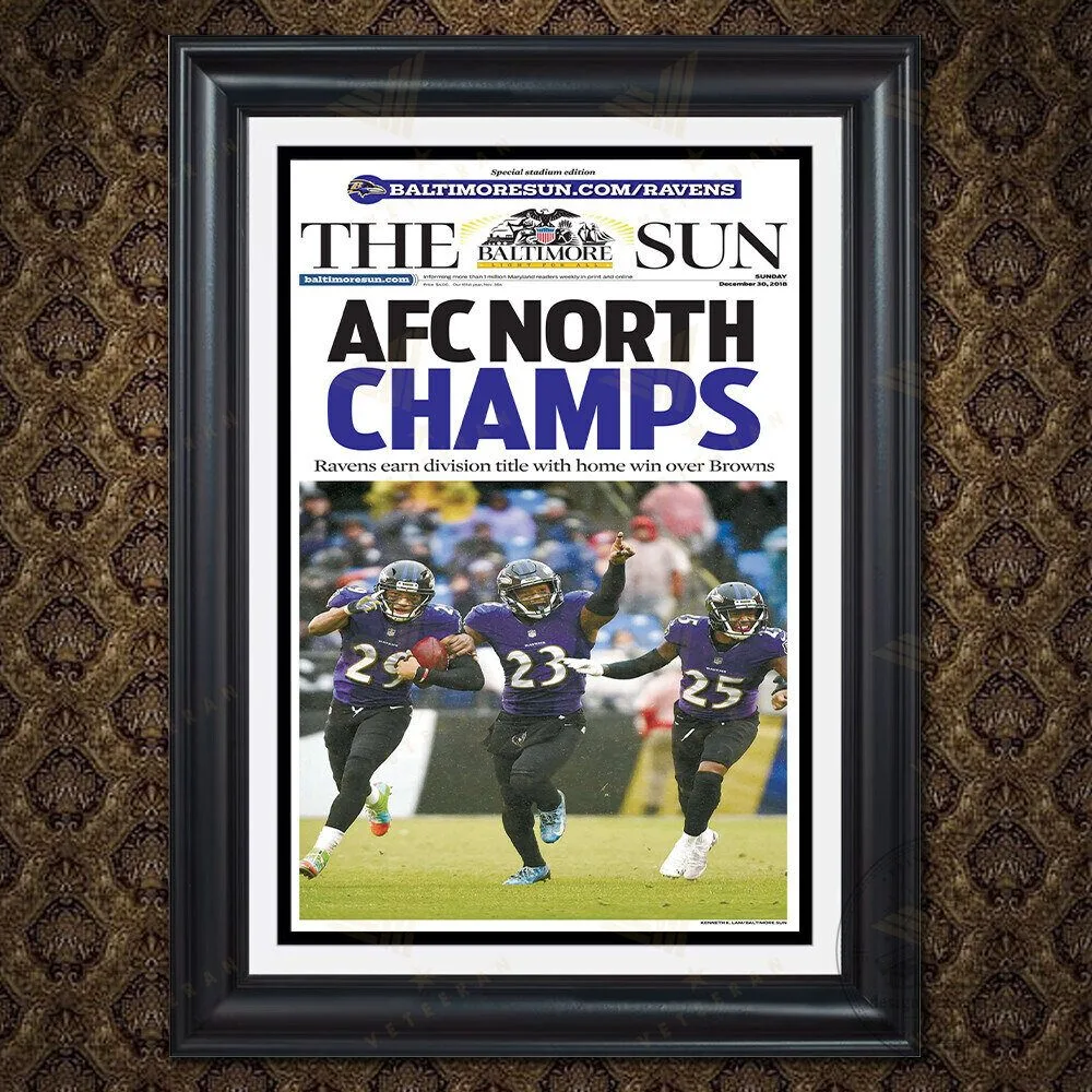 Baltimore Ravens AFC North Champions Newspaper Front Page Poster