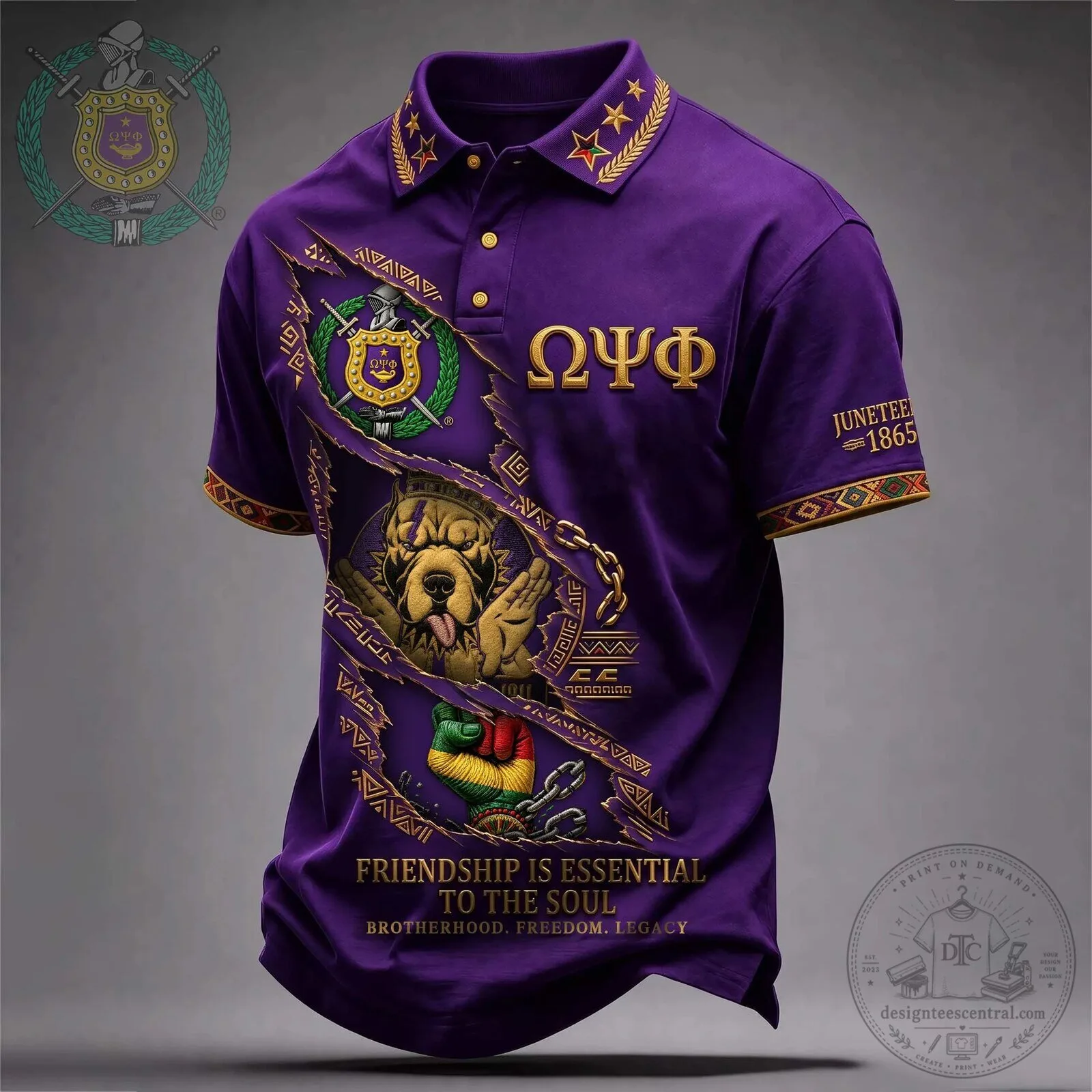 Omega Psi Phi Fraternity Juneteenth 1865 Friendship Is Essential To The Soul Polo Shirt
