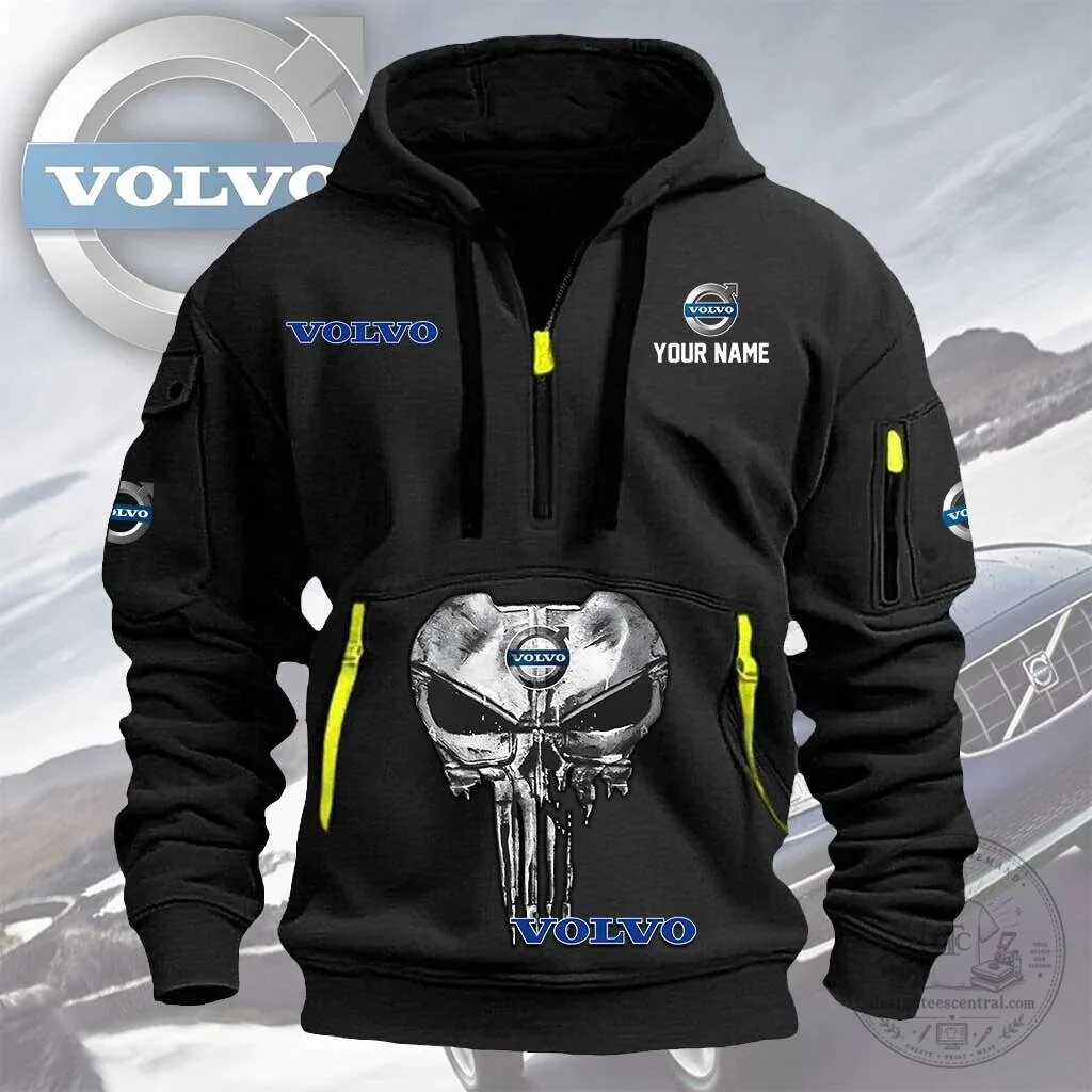 Volvo Punisher Skull Personalized Quarter Zip Hoodie