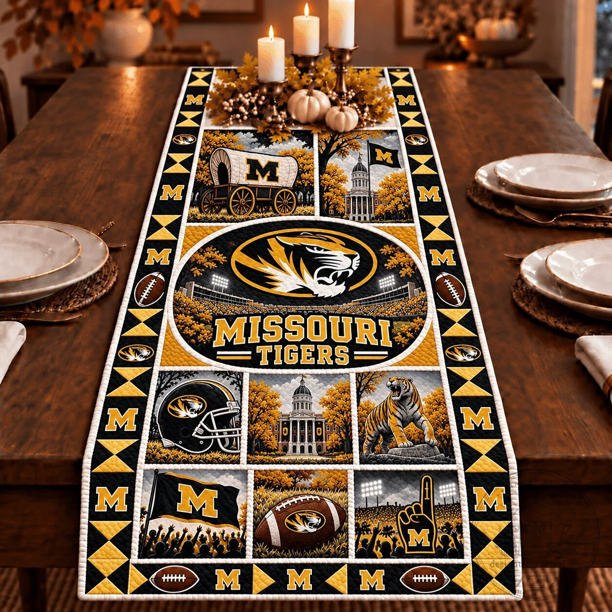 Missouri Tigers Football Team Heritage Quilted Table Runner