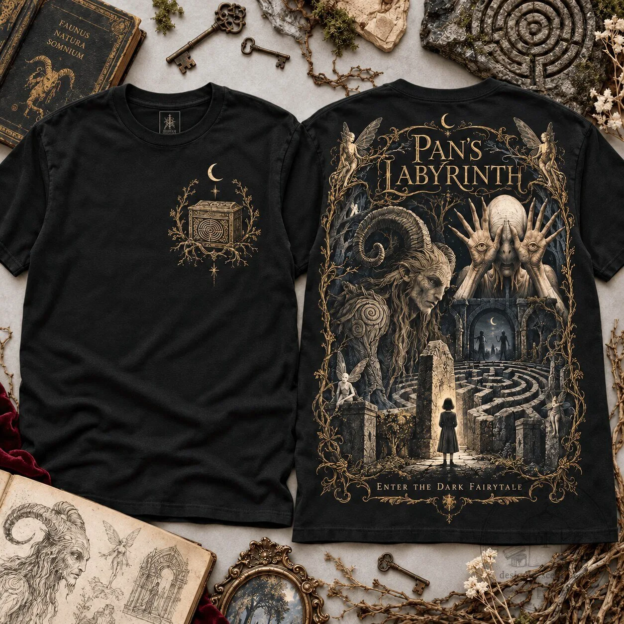Pan's Labyrinth Enter The Dark Fairytale Movie Poster Black T-Shirt