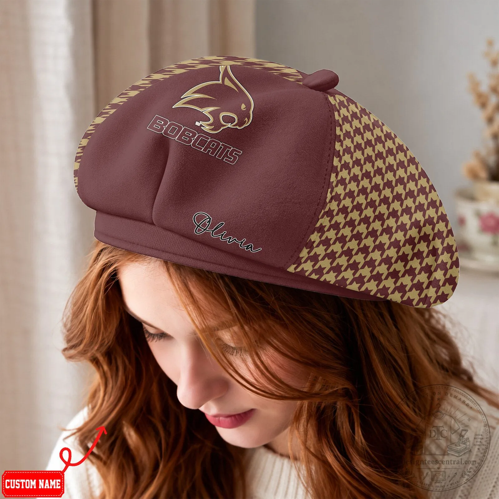 Texas State Bobcats NCAA Women's Houndstooth Beret Hat