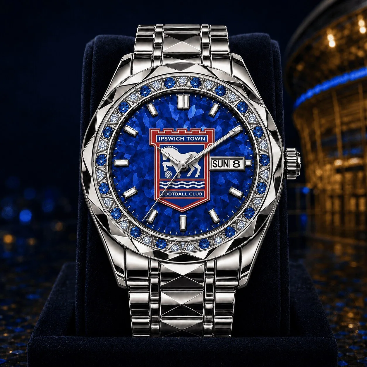 Ipswich Town Football Club Diamond Bezel Luxury Stainless Steel Watch