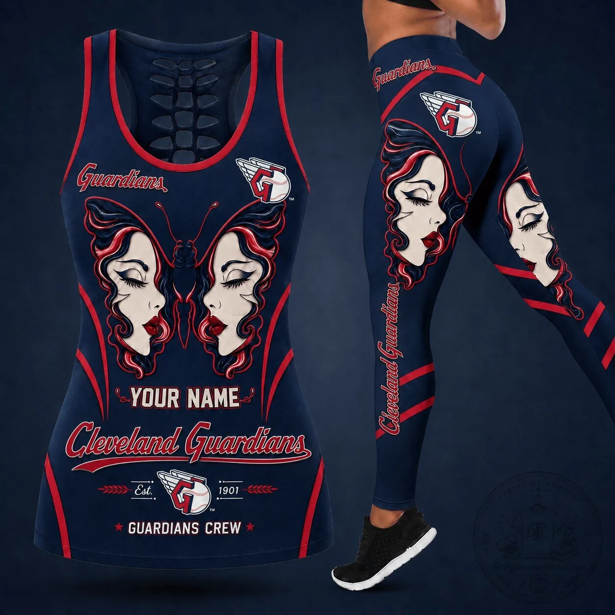 Cleveland Guardians Personalized Butterfly Women's Tank Top and Leggings Set