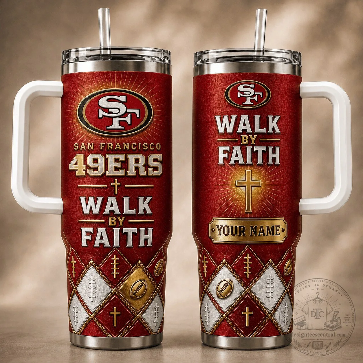 San Francisco 49ers Football Team Walk By Faith Christian Insulated Tumbler