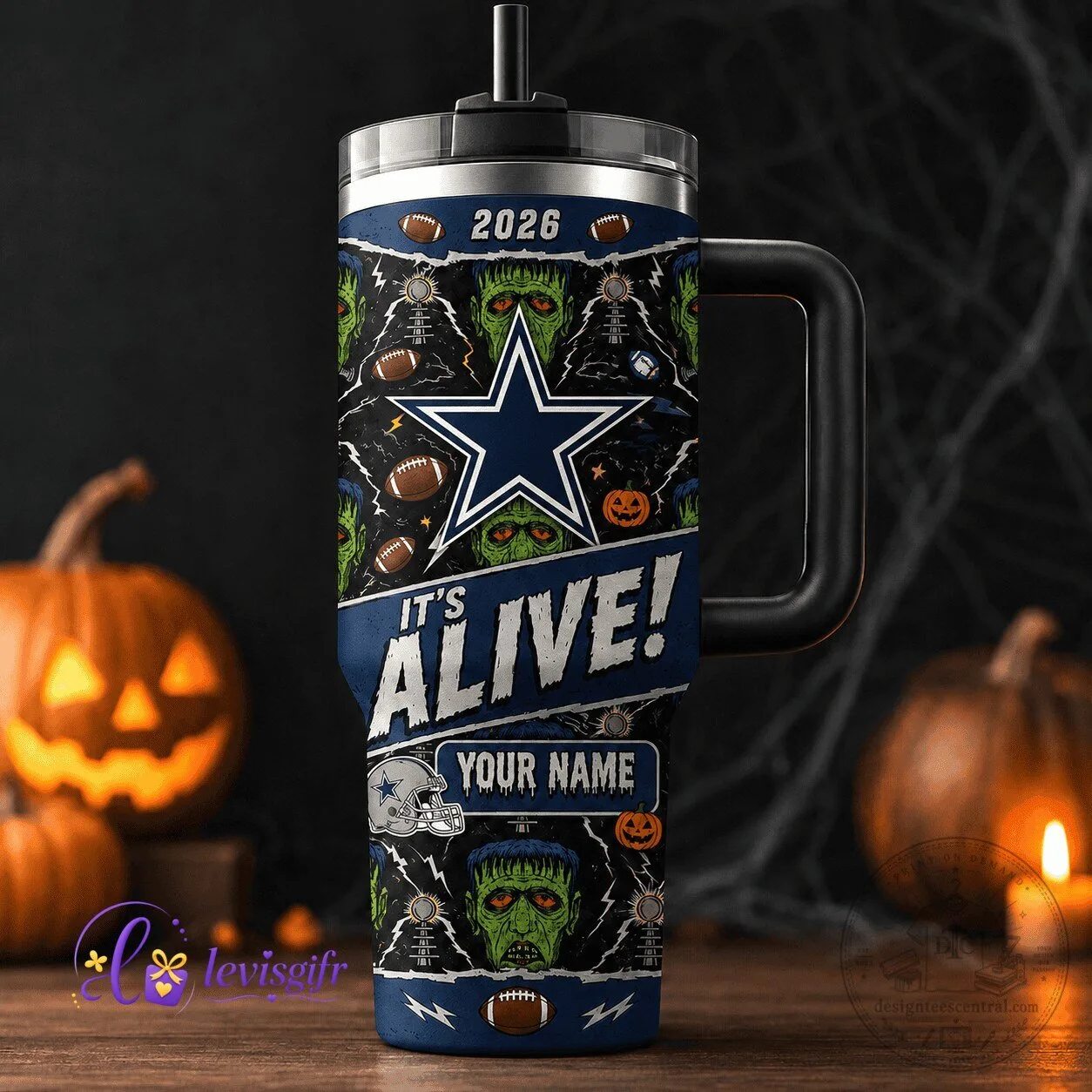 Dallas Cowboys Halloween Frankenstein Monster Personalized Insulated Tumbler