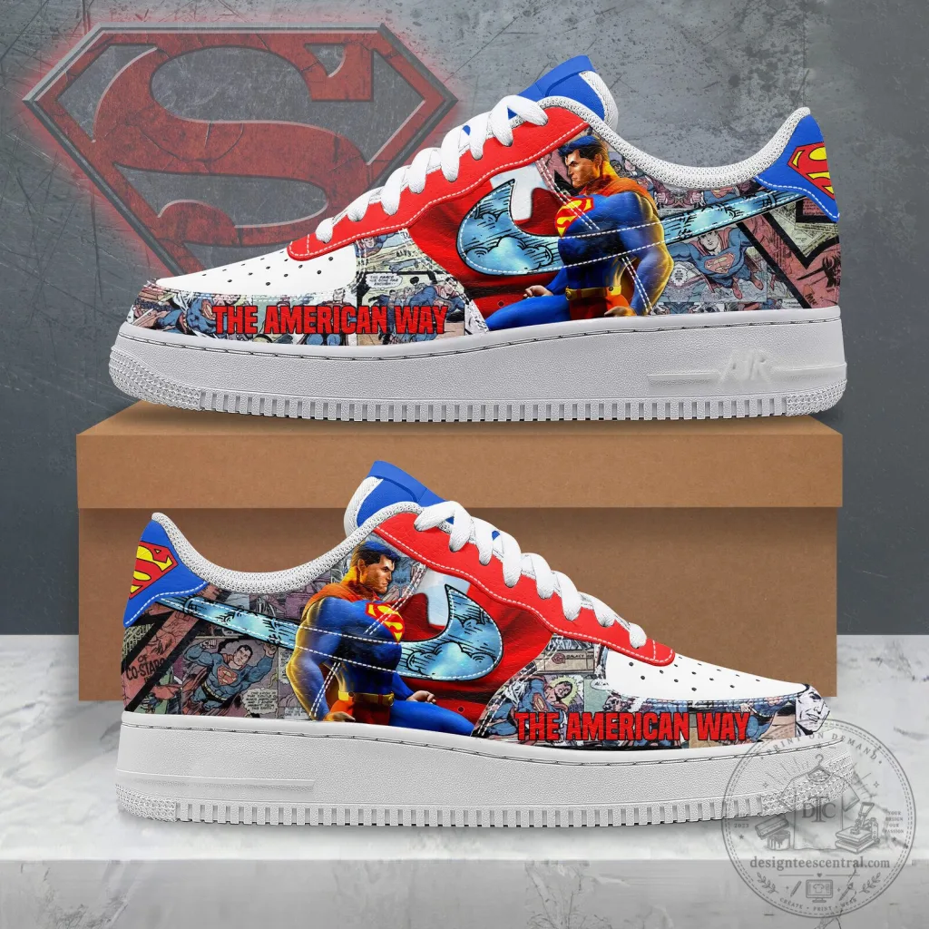Superman The American Way Comic Book Art Custom Printed Shoes Superman The American Way Comic Book Art Custom Printed Shoes