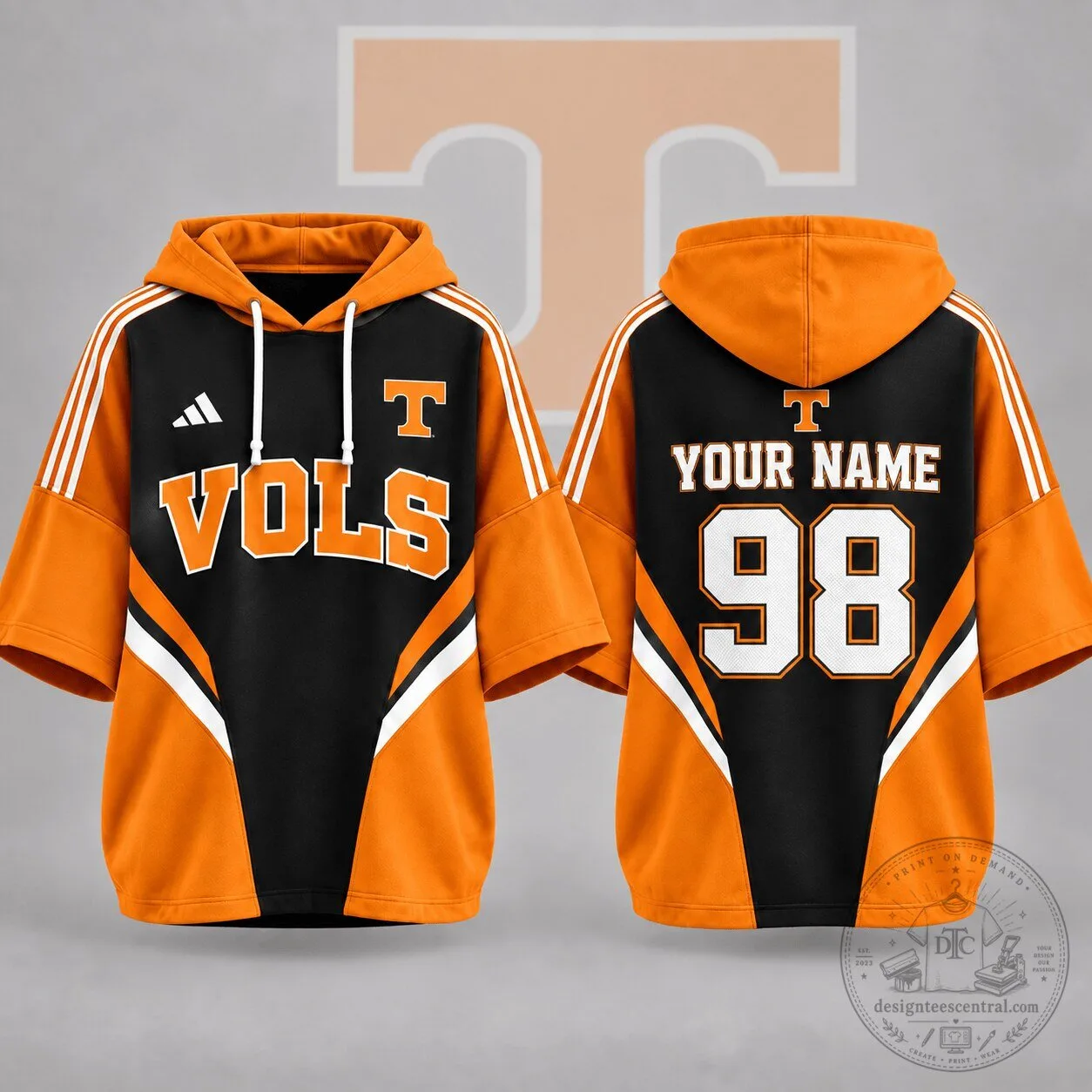 Tennessee Volunteers Personalized Short Sleeve Hoodie