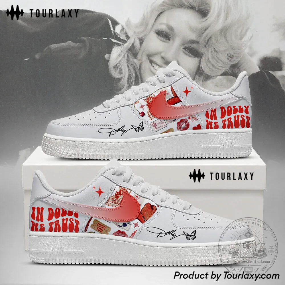 Dolly Parton In Dolly We Trust Custom Printed White Sneakers