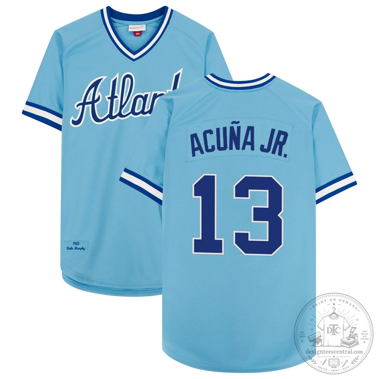Ronald Acuna Jr. Atlanta Braves 1982 Throwback Light Blue Baseball Jersey