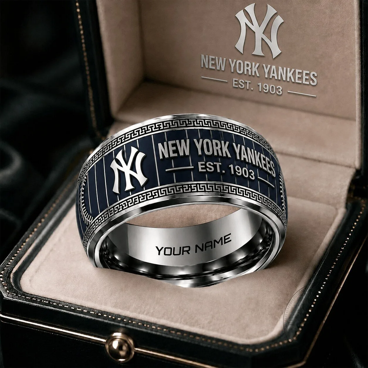 New York Yankees Baseball Team Personalized Engraved Tungsten Ring