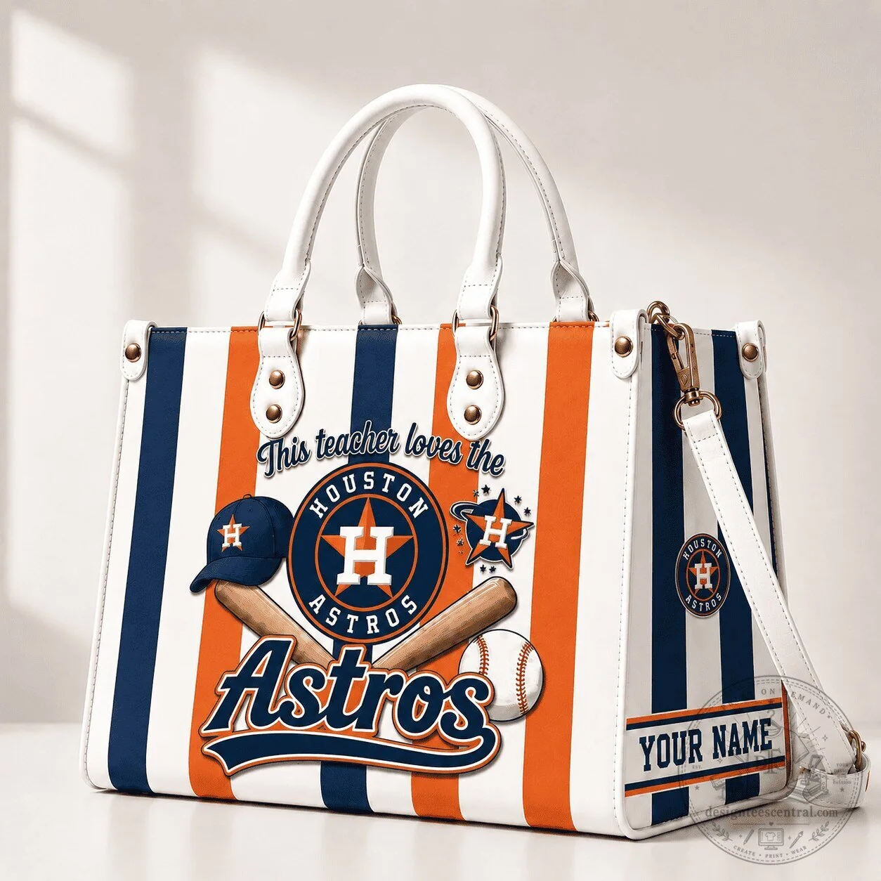Houston Astros Baseball Team Personalized Leather Handbag for Teacher