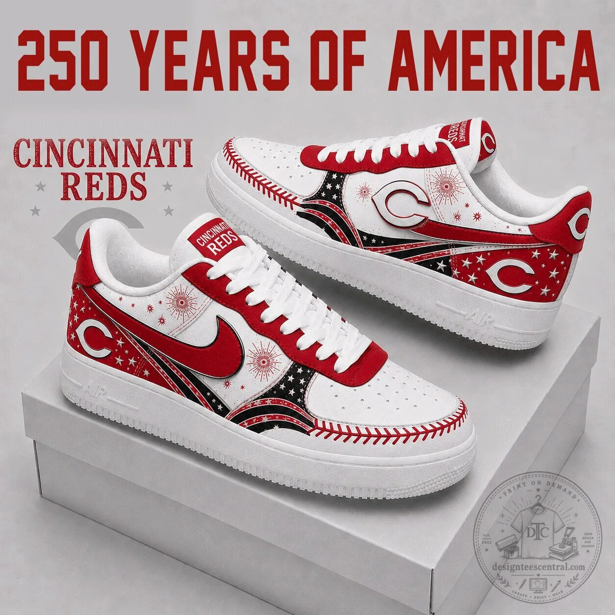 Cincinnati Reds Baseball Team Logo Custom Sneakers