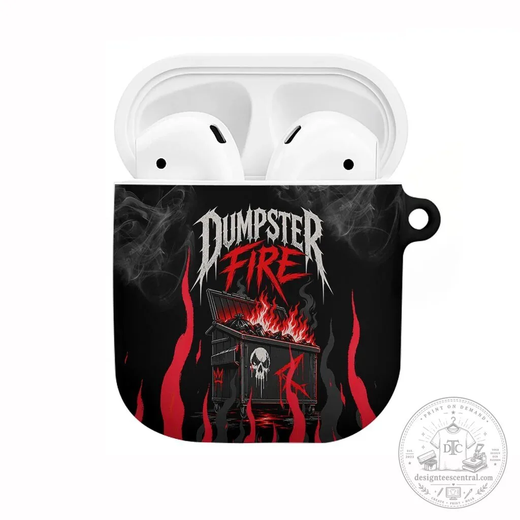 Dumpster Fire Everything Is Fine Skull Airpods Case