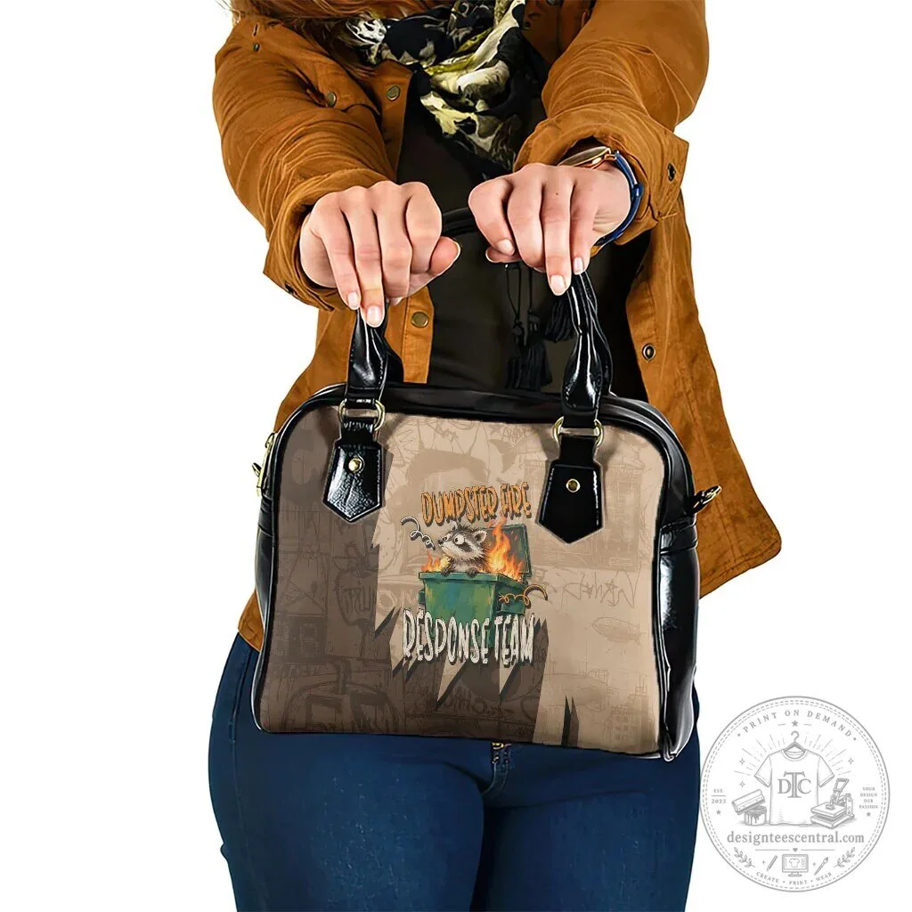 Dumpster Fire Response Team Raccoon Funny Vintage Grunge Shoulder Handbag