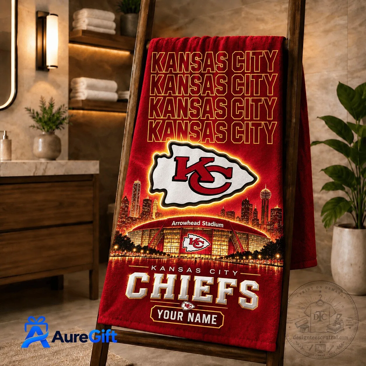 Kansas City Chiefs NFL Arrowhead Stadium Personalized Bath Towel
