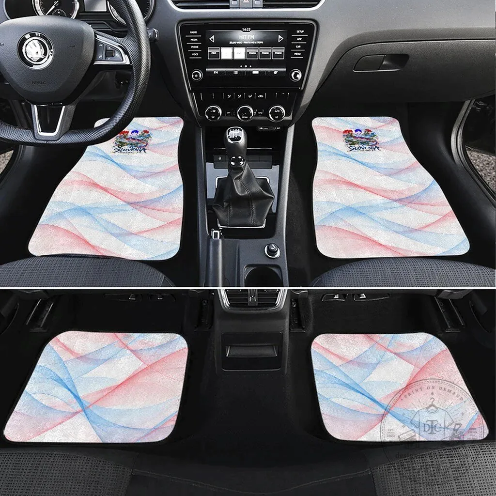 Slovenia Independence Day Red Carnation Flower Mount Triglav Flag Patriotic Car Mat Set