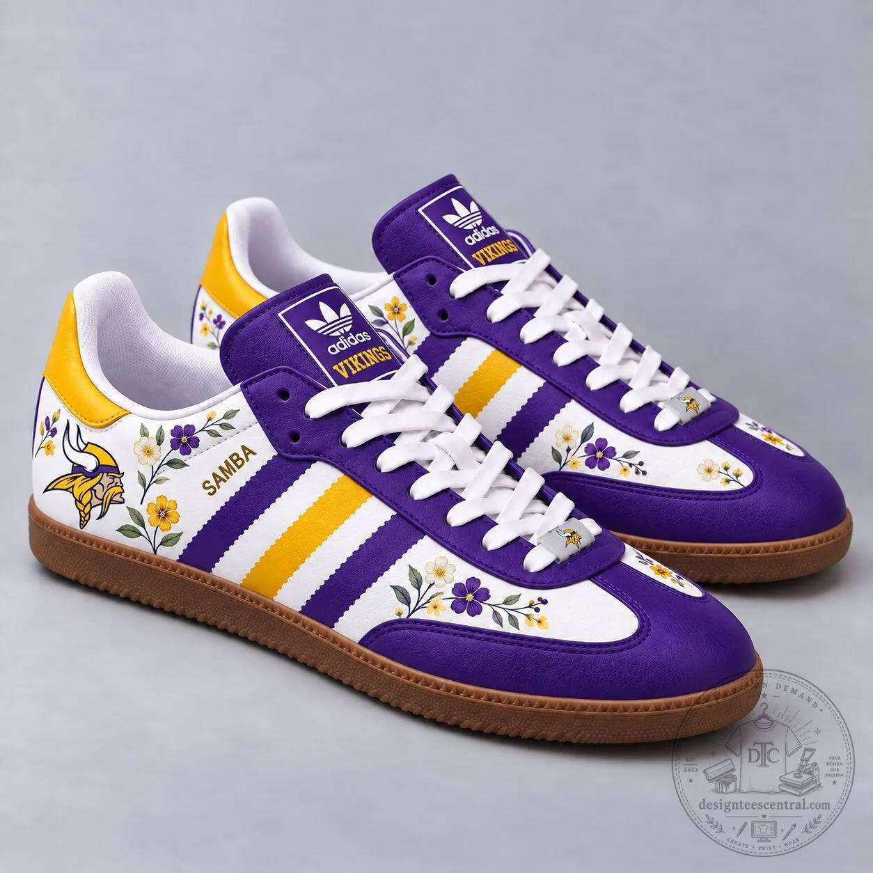 Minnesota Vikings Floral Game Day Samba Shoes, National Football League Fan Footwear