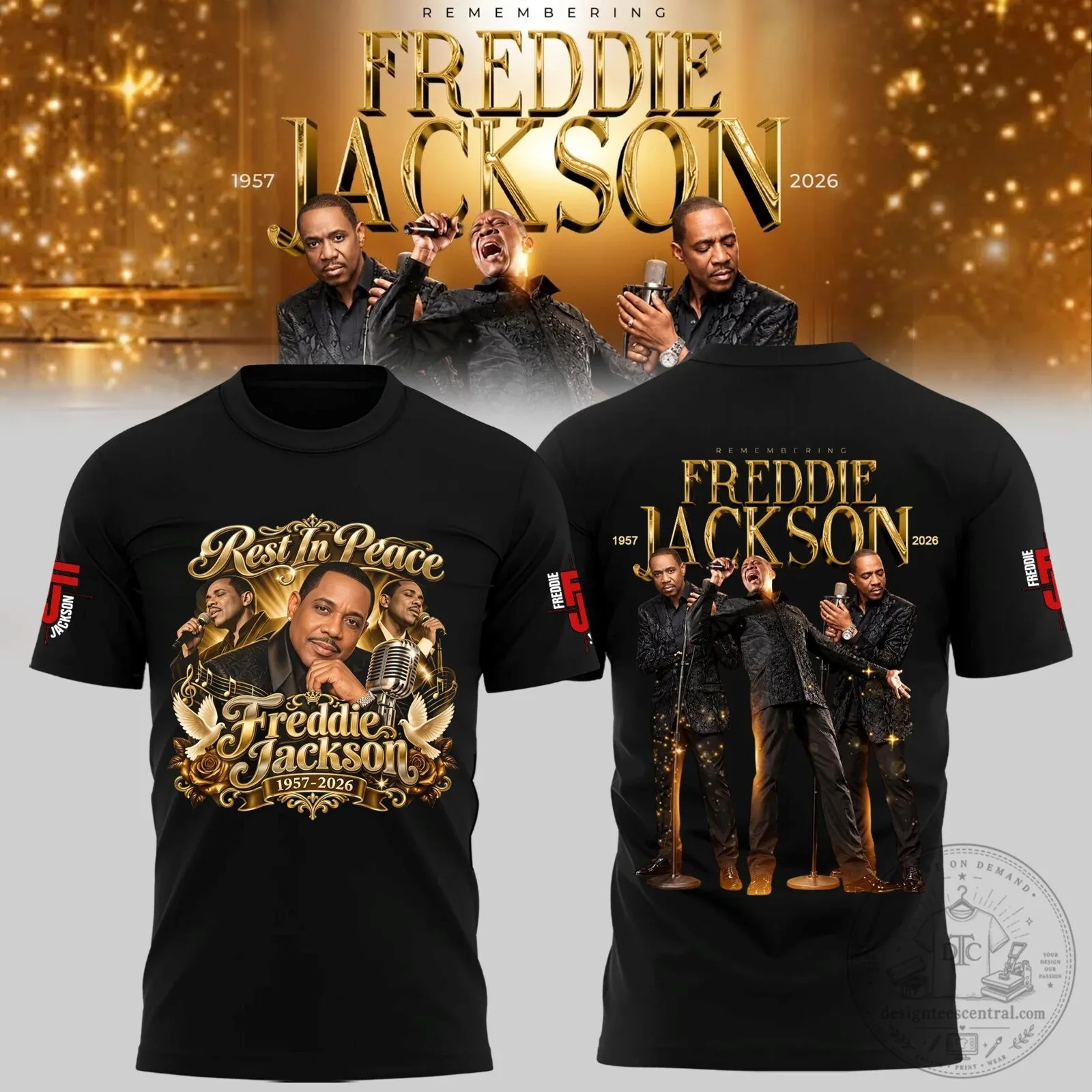 Freddie Jackson Memorial Tribute Black Graphic T-Shirt