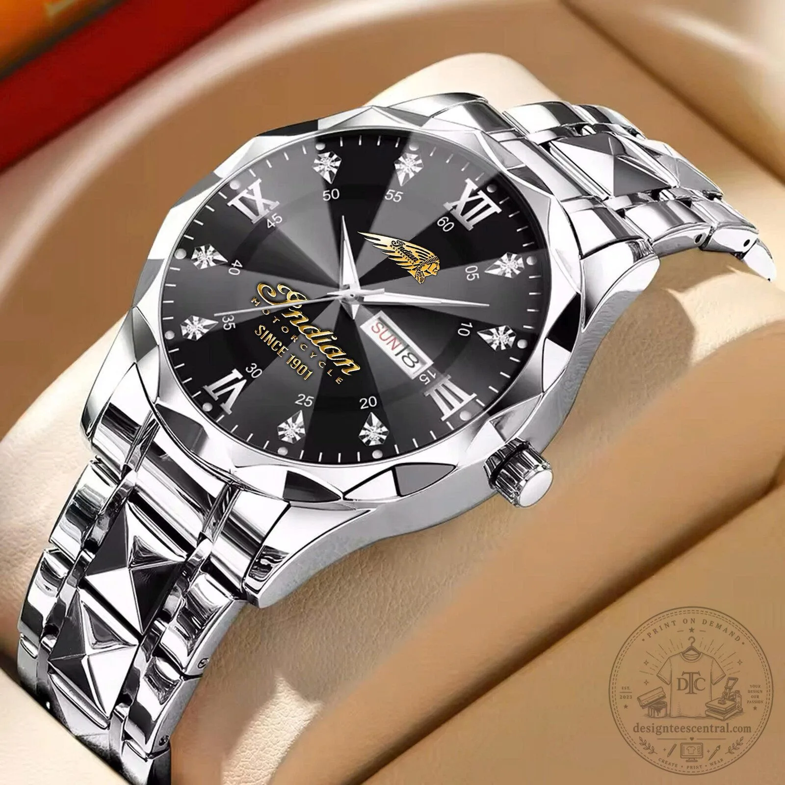 Indian Motorcycle Since 1901 Stainless Steel Men's Wrist Watch 16 Indian Motorcycle Since 1901 Stainless Steel Men