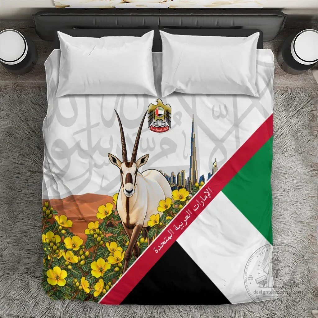 United Arab Emirates National Day Arabian Oryx and Flag Bedding Set