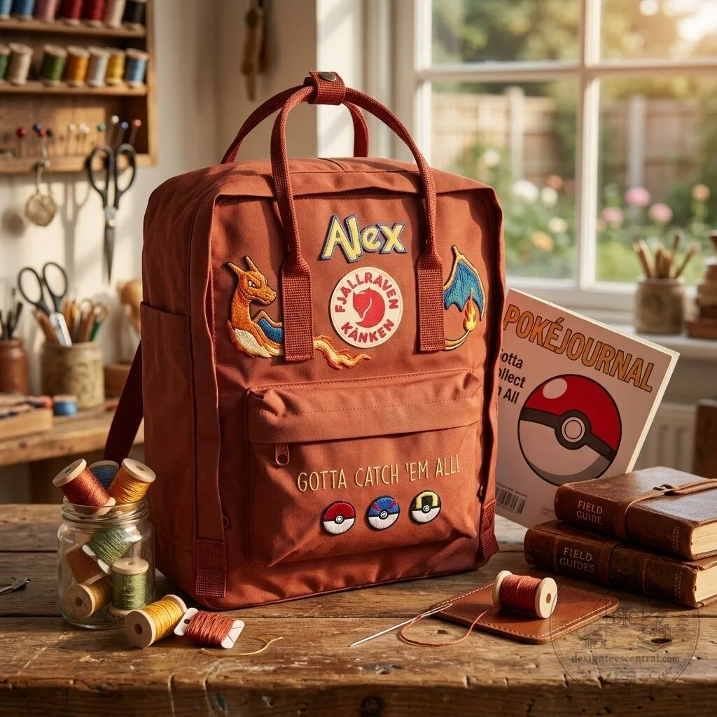 Pokemon Embroidered Fjallraven Kanken Backpack with Charizard and Pokeballs 5 Pokemon Embroidered Fjallraven Kanken Backpack with Charizard and Pokeballs