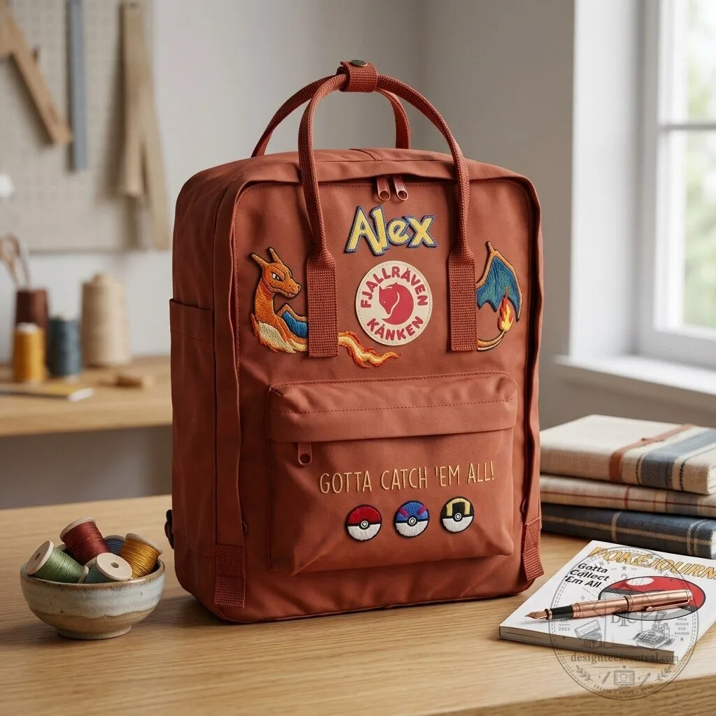 Pokemon Embroidered Fjallraven Kanken Backpack with Charizard and Pokeballs 8 Pokemon Embroidered Fjallraven Kanken Backpack with Charizard and Pokeballs
