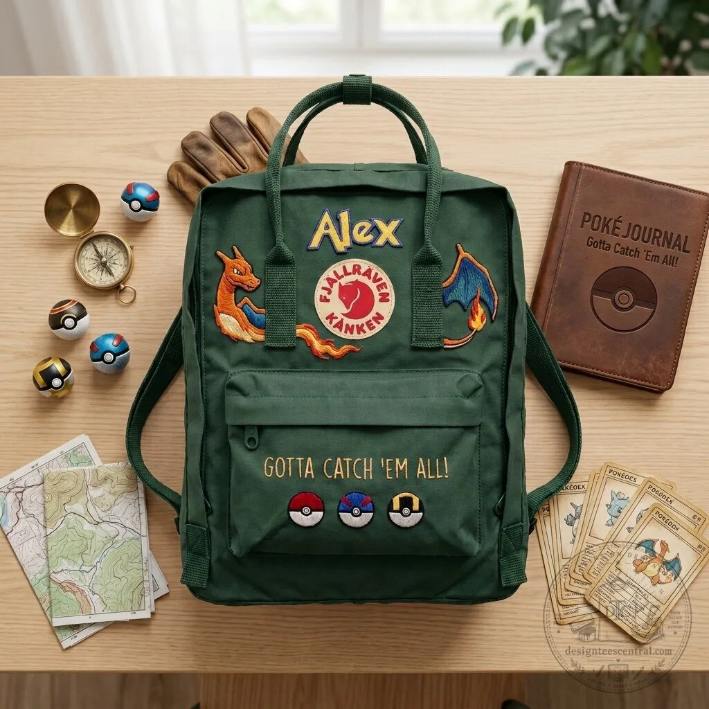 Pokemon Embroidered Fjallraven Kanken Backpack with Charizard and Pokeballs 9 Pokemon Embroidered Fjallraven Kanken Backpack with Charizard and Pokeballs