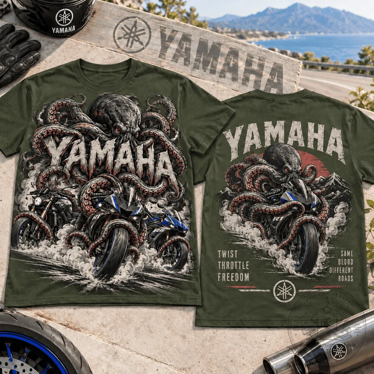 Yamaha Asphalt Octopus Ride Sportbike Lovers T-Shirt