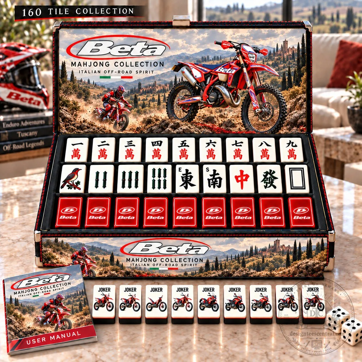 Beta Motorcycles Italian Off-Road Spirit Mahjong Tile Game Set