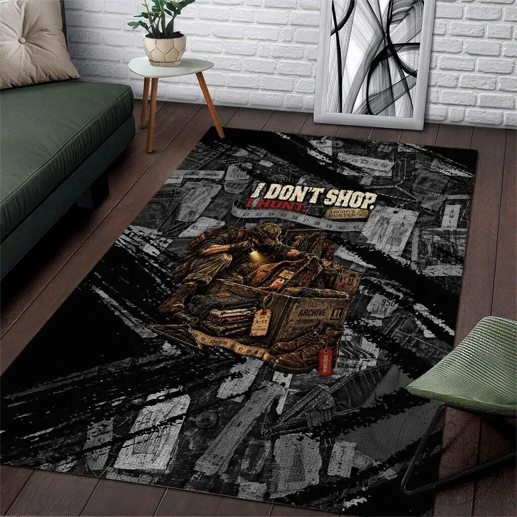 Archive Hunter The Hunt Never Ends Vintage Streetwear Grunge Collage Graphic Art Rug