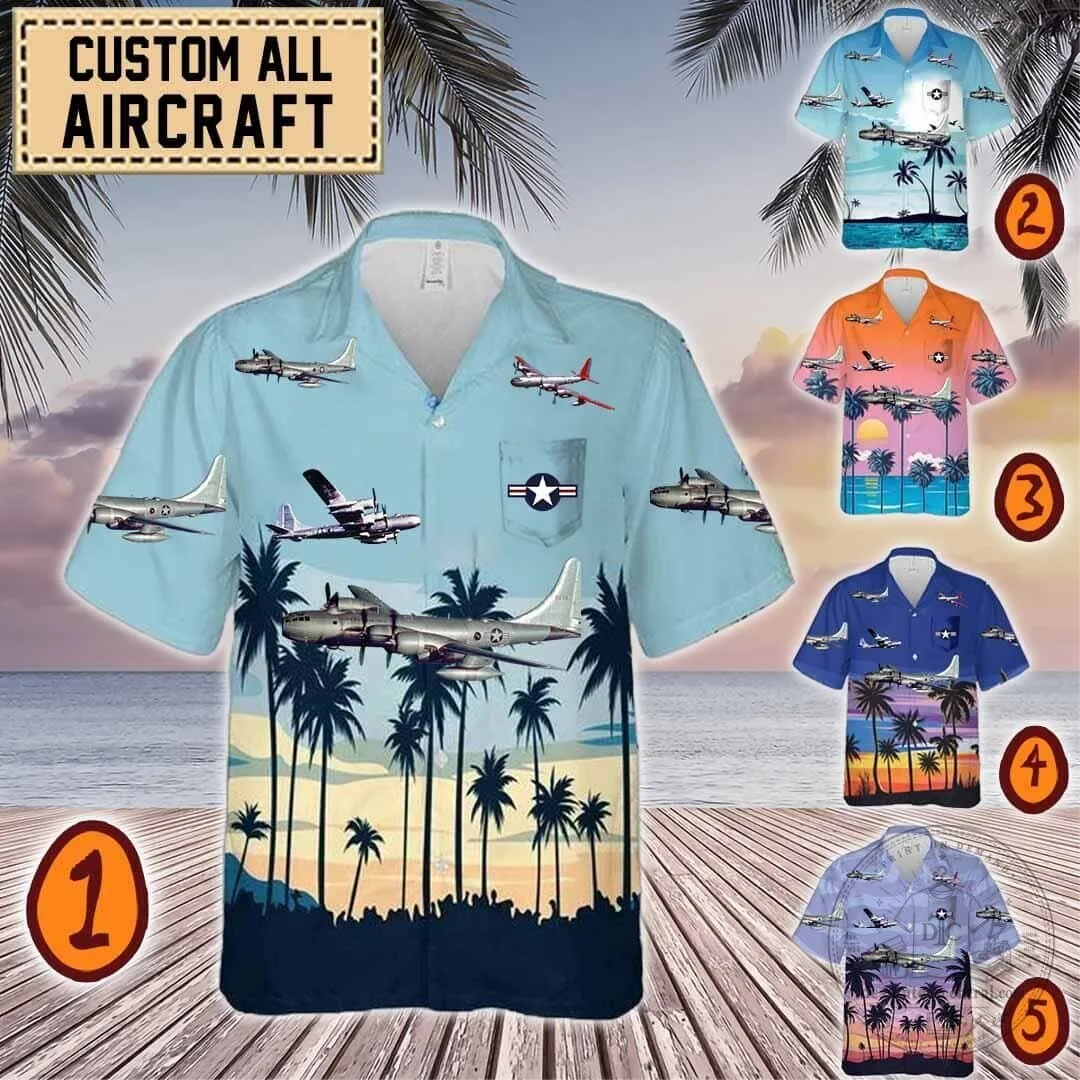 Boeing B-50 Superfortress Bomber Plane Tropical Hawaiian Shirt