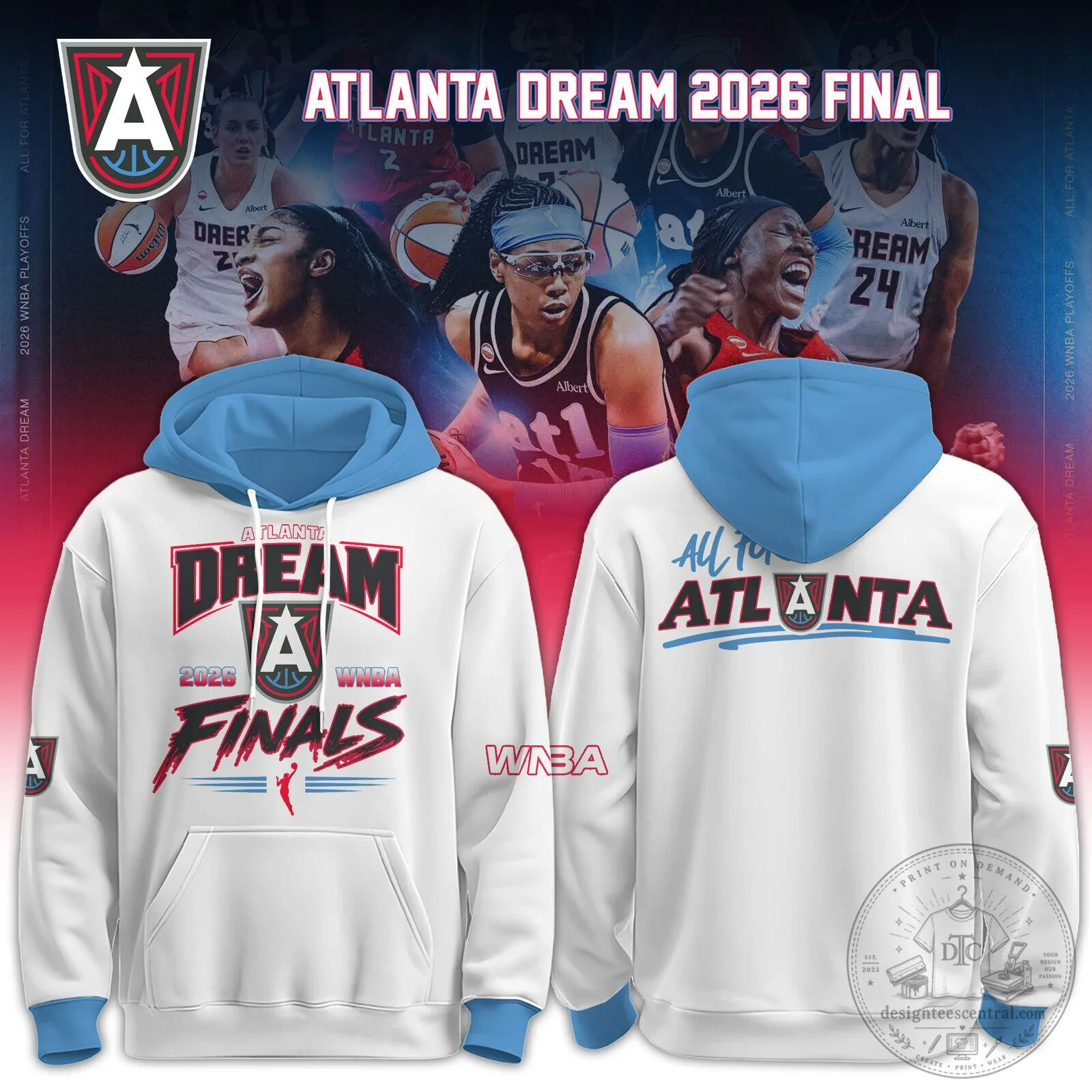 Atlanta Dream 2026 WNBA Finals White and Blue Hoodie for Basketball Fans