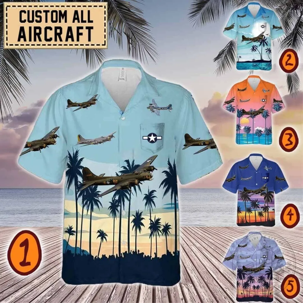 B-17 Flying Fortress Bomber Aircraft Hawaiian Shirt for Men