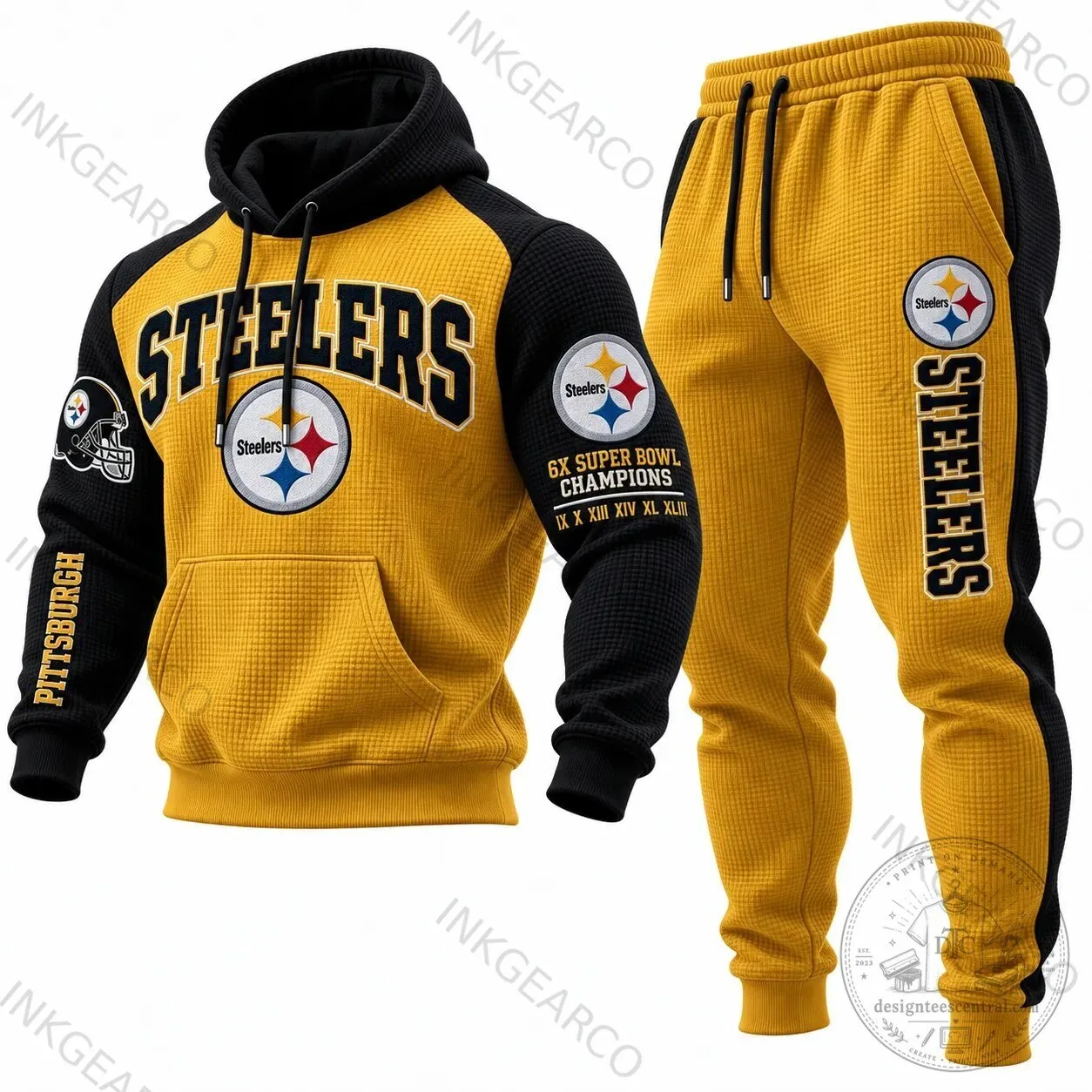 Pittsburgh Steelers NFL Football Team Logo Waffle Knit Hoodie