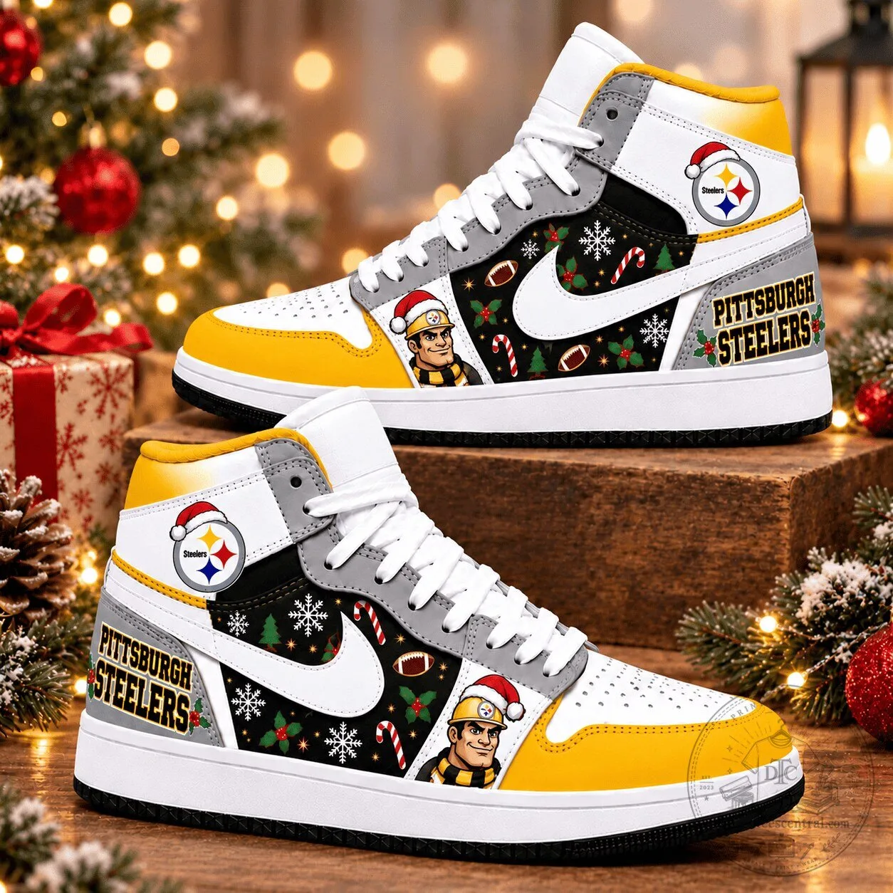 Pittsburgh Steelers Christmas Holiday Air Jordan 1 High-Top Shoes