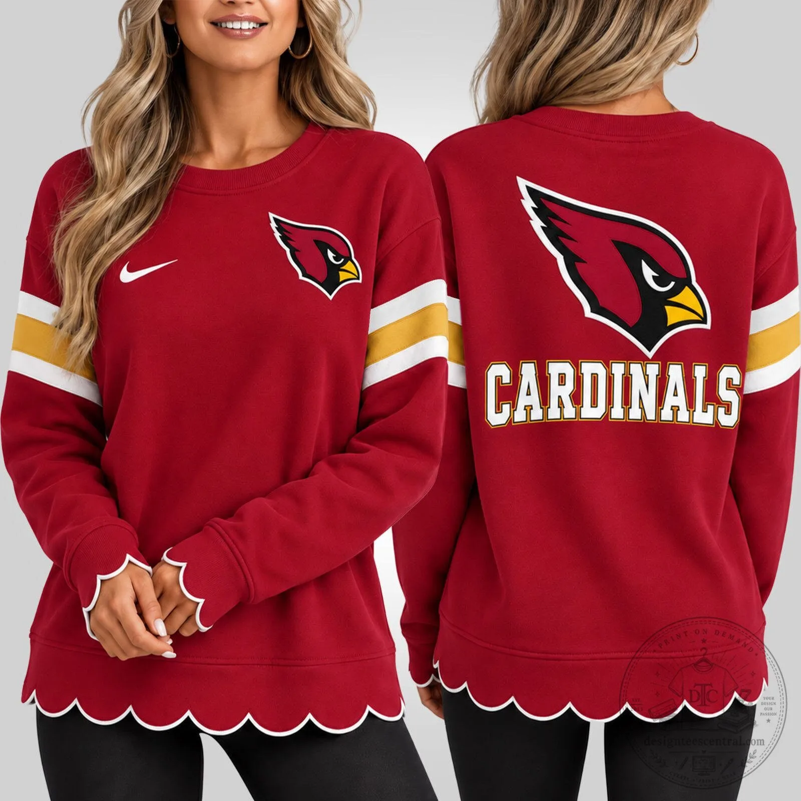 Arizona Cardinals Women's Scalloped Hem Crewneck Sweatshirt