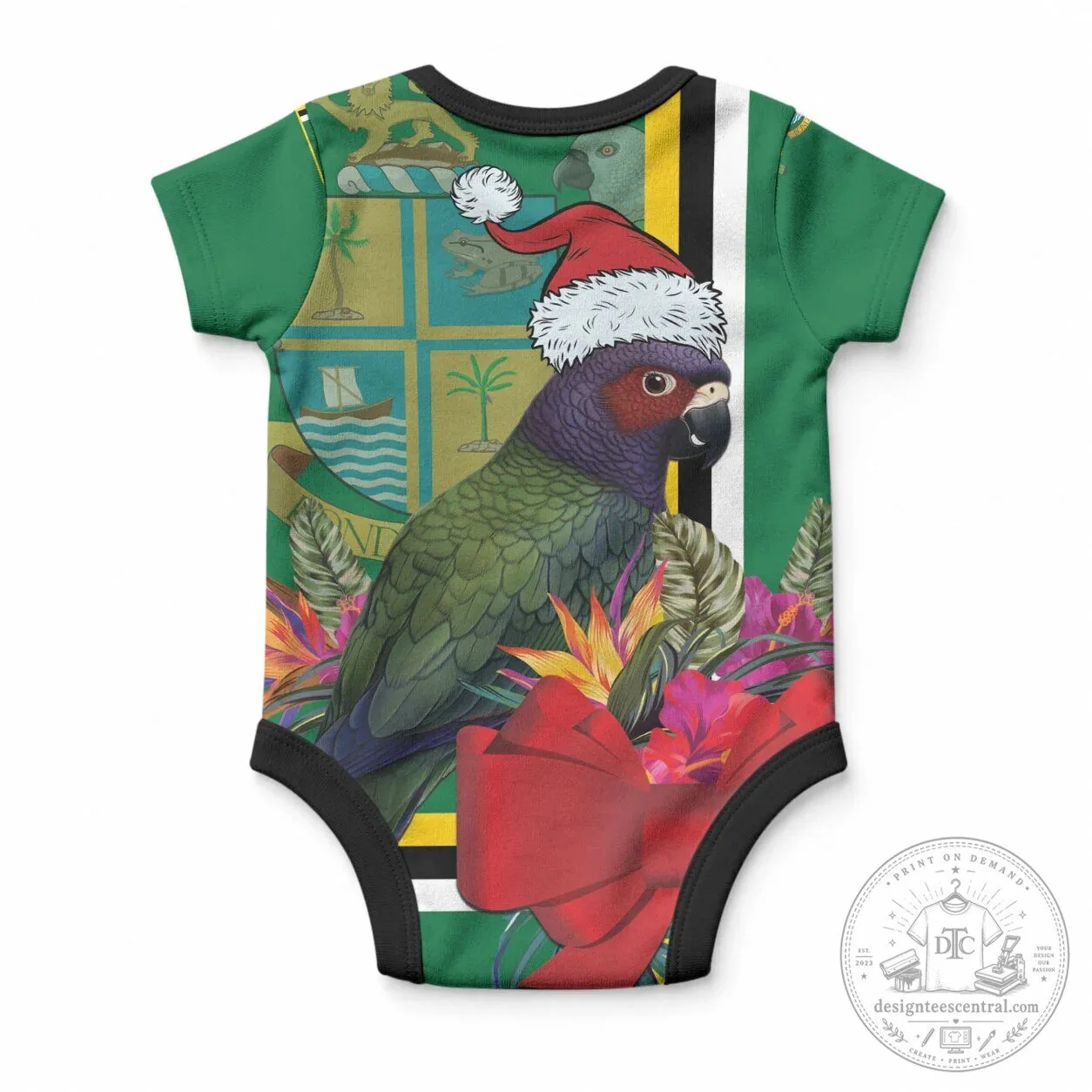 Dominica Christmas Sisserou Parrot Tropical Flower Baby Romper 5 Dominica Christmas Sisserou Parrot Tropical Flower Baby Romper