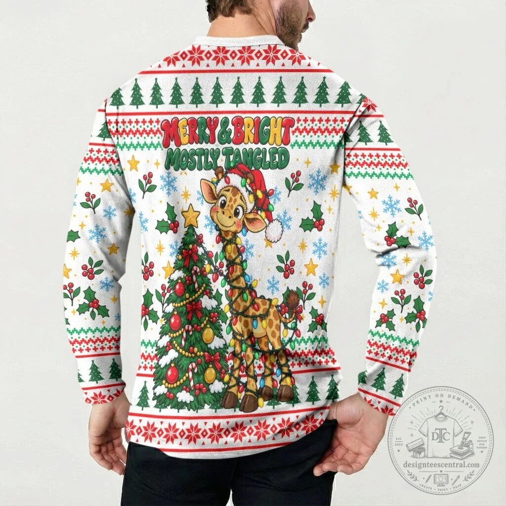 Christmas Giraffe Tall Tangled Merry Lights Ugly Sweater Long-Sleeve 9 Christmas Giraffe Tall Tangled Merry Lights Ugly Sweater Long-Sleeve