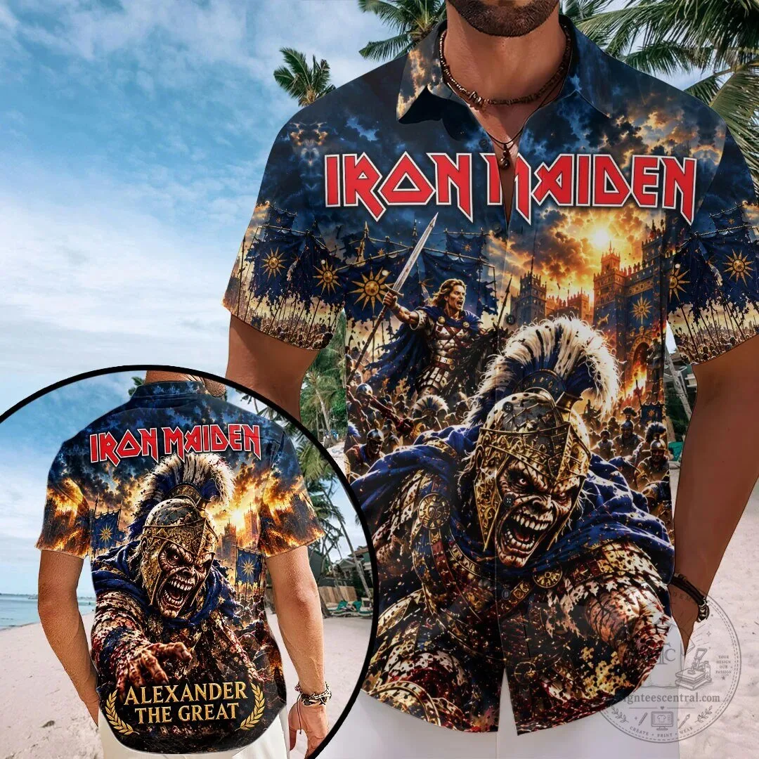Iron Maiden Alexander The Great Heavy Metal Music Band Hawaiian Shirt