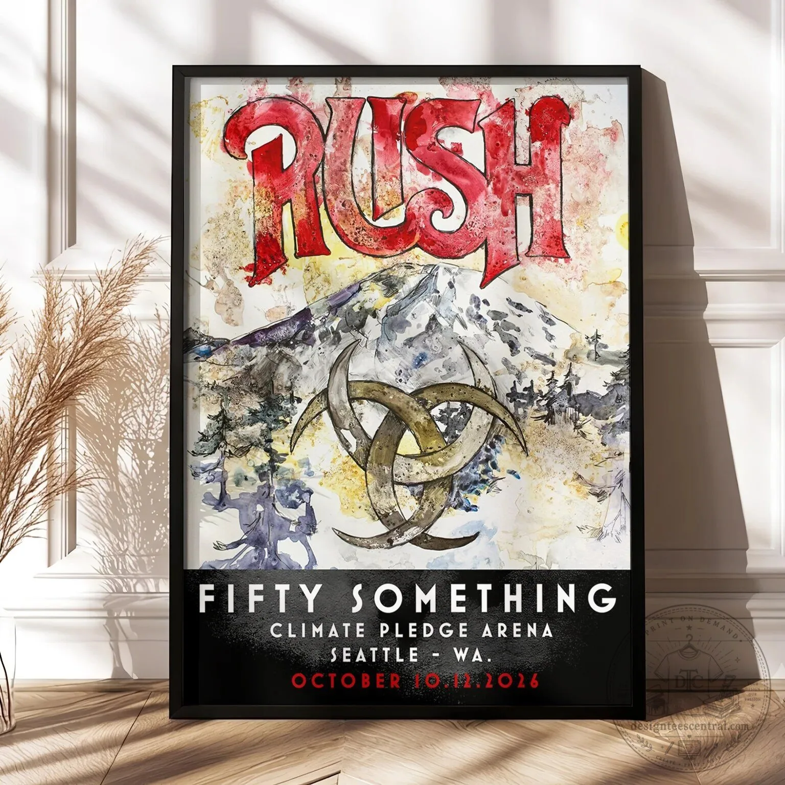 2026 Concert Poster for Rush's Fifty Something Tour at Seattle's Climate Pledge Arena