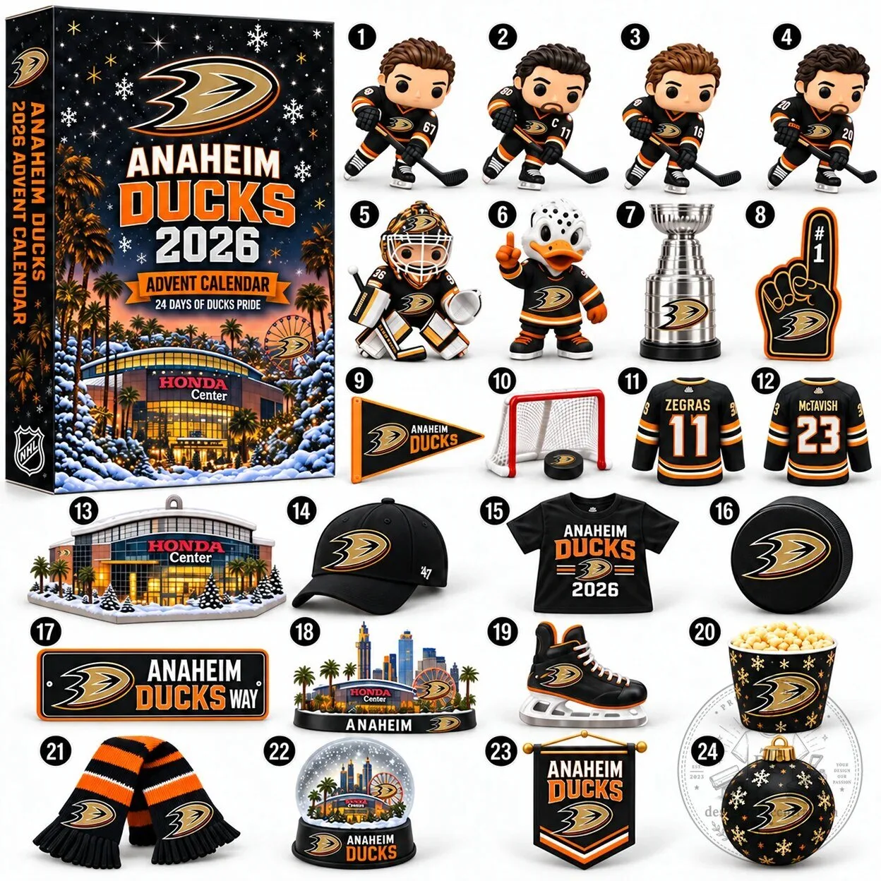 Anaheim Ducks 2026 NHL Christmas Holiday Advent Calendar