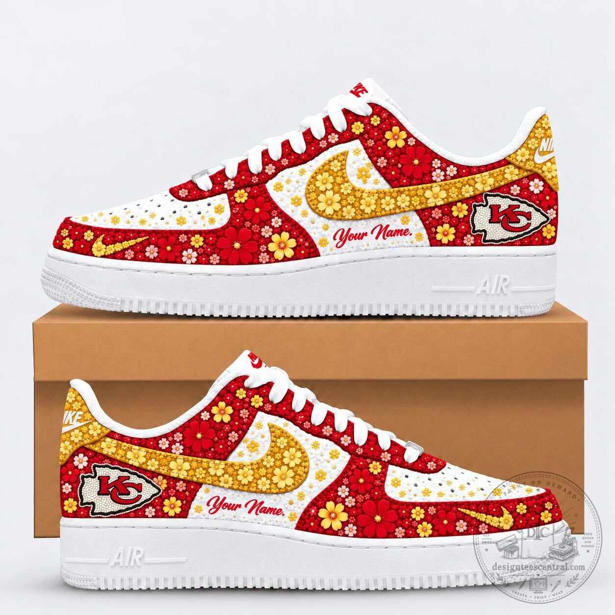 Kansas City Chiefs | Premium NFL Floral Heritage Custom Name Af1 TD