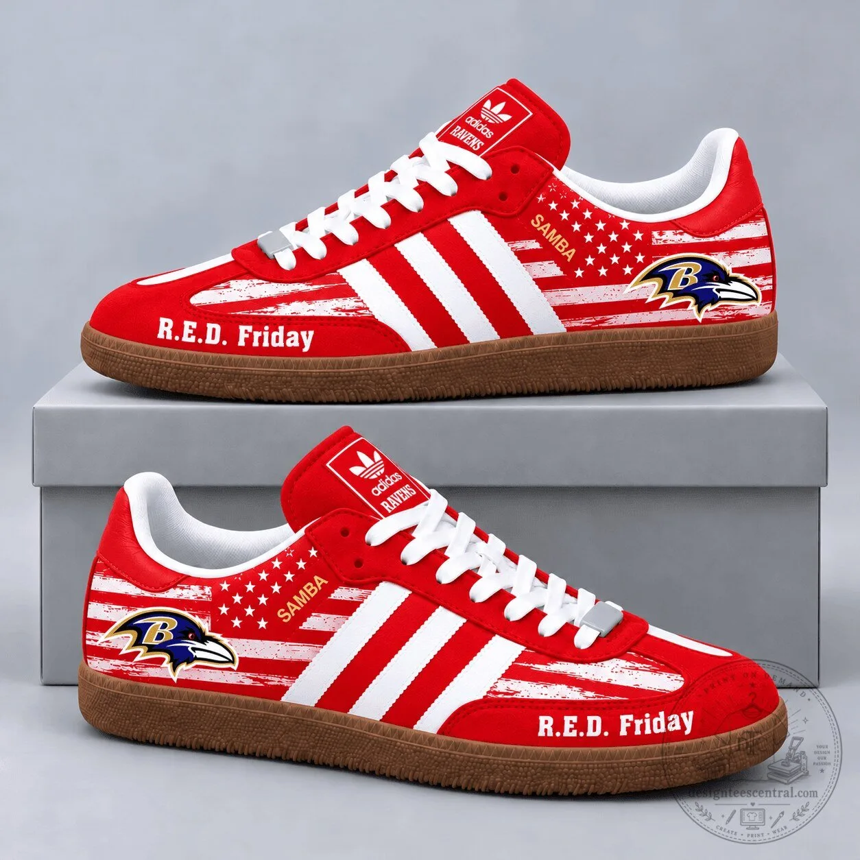 Patriotic American Flag Samba OG Shoes for Baltimore Ravens R.E.D. Friday Events