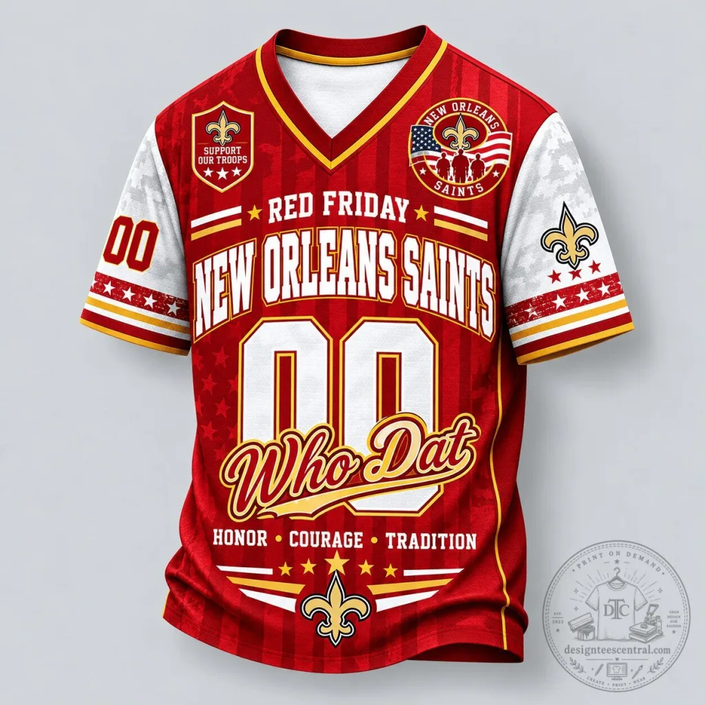 New Orleans Saints Red Friday Support Our Troops Football Jersey New Orleans Saints Red Friday Support Our Troops Football Jersey