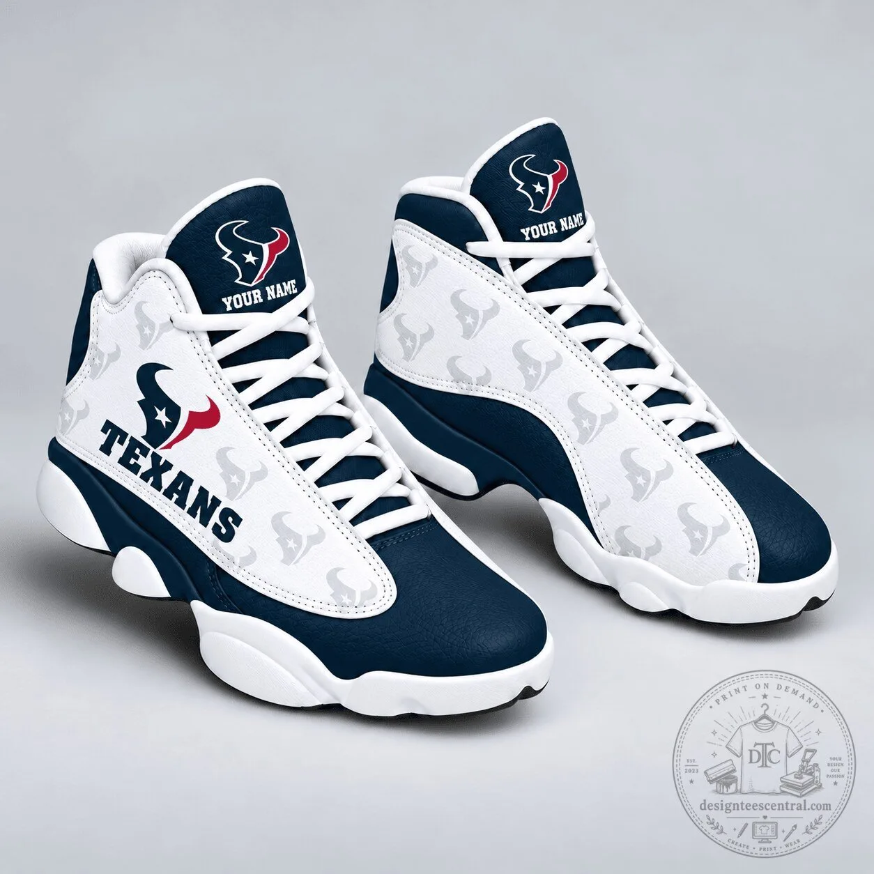 Houston Texans Personalized Football Team Logo High-Top Sneakers