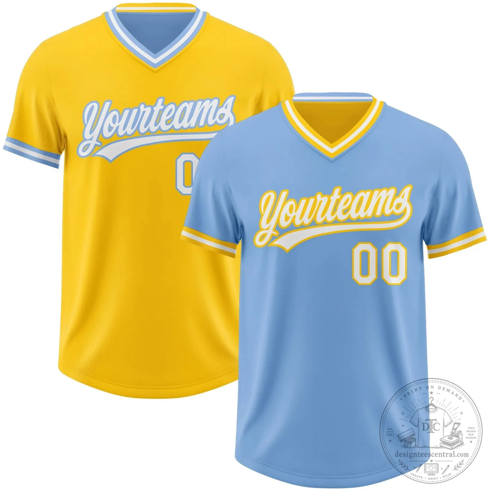 Custom Light Blue Yellow White Reversible Pullover Baseball Jersey Shirt 7 Custom Light Blue Yellow White Reversible Pullover Baseball Jersey Shirt