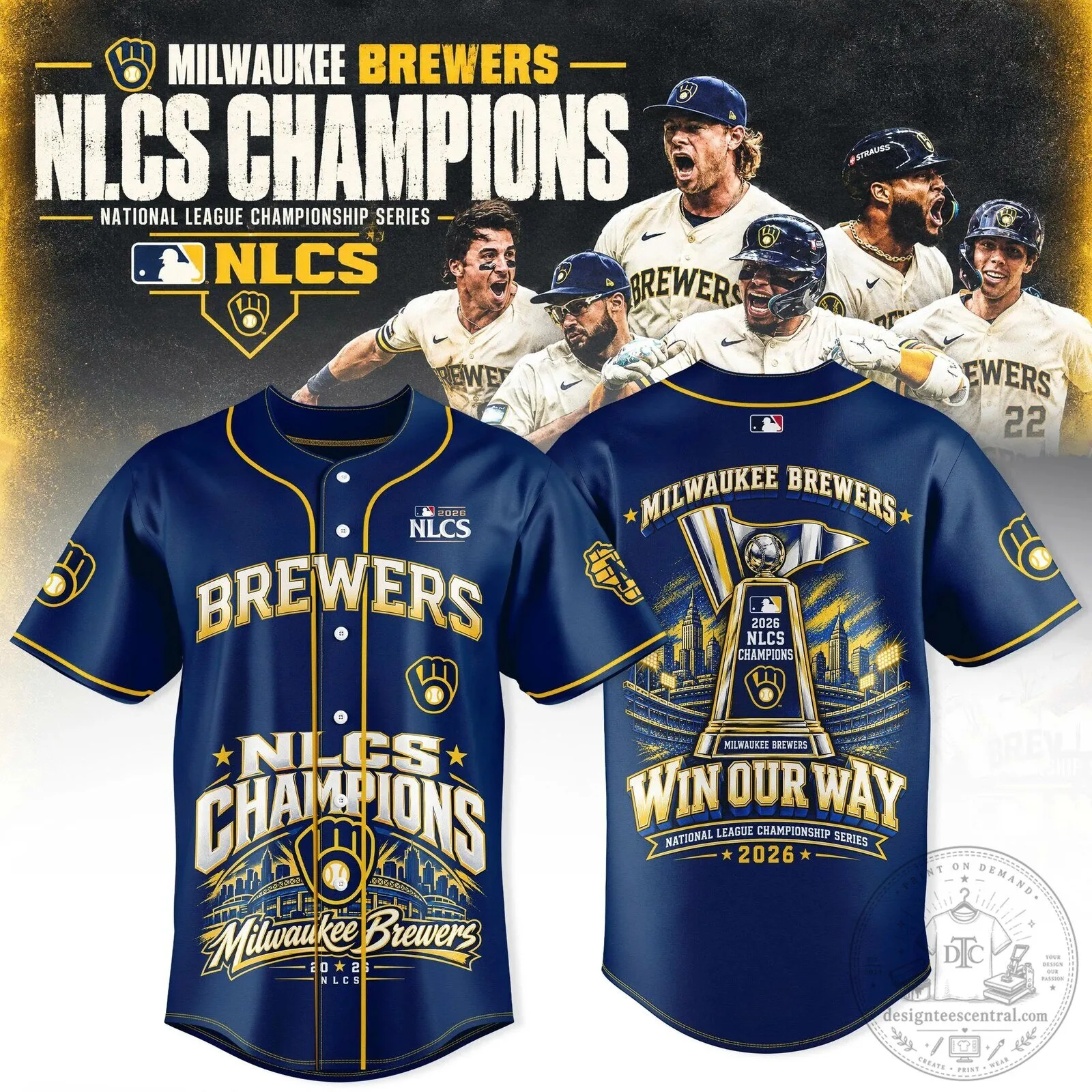 2026 NLCS Champions Jersey for Milwaukee Brewers Baseball Fans