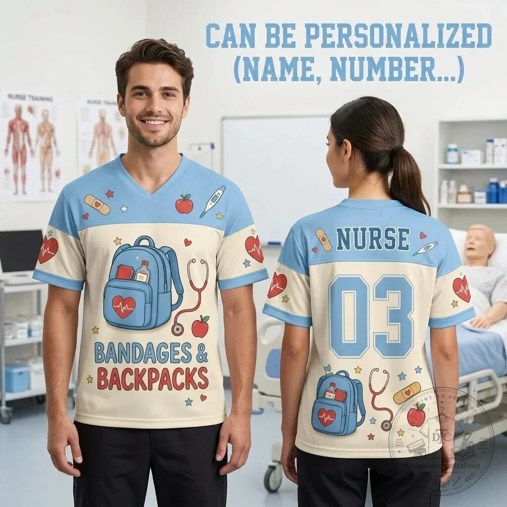 Nurse Bandages And Backpacks Personalized Football Jersey